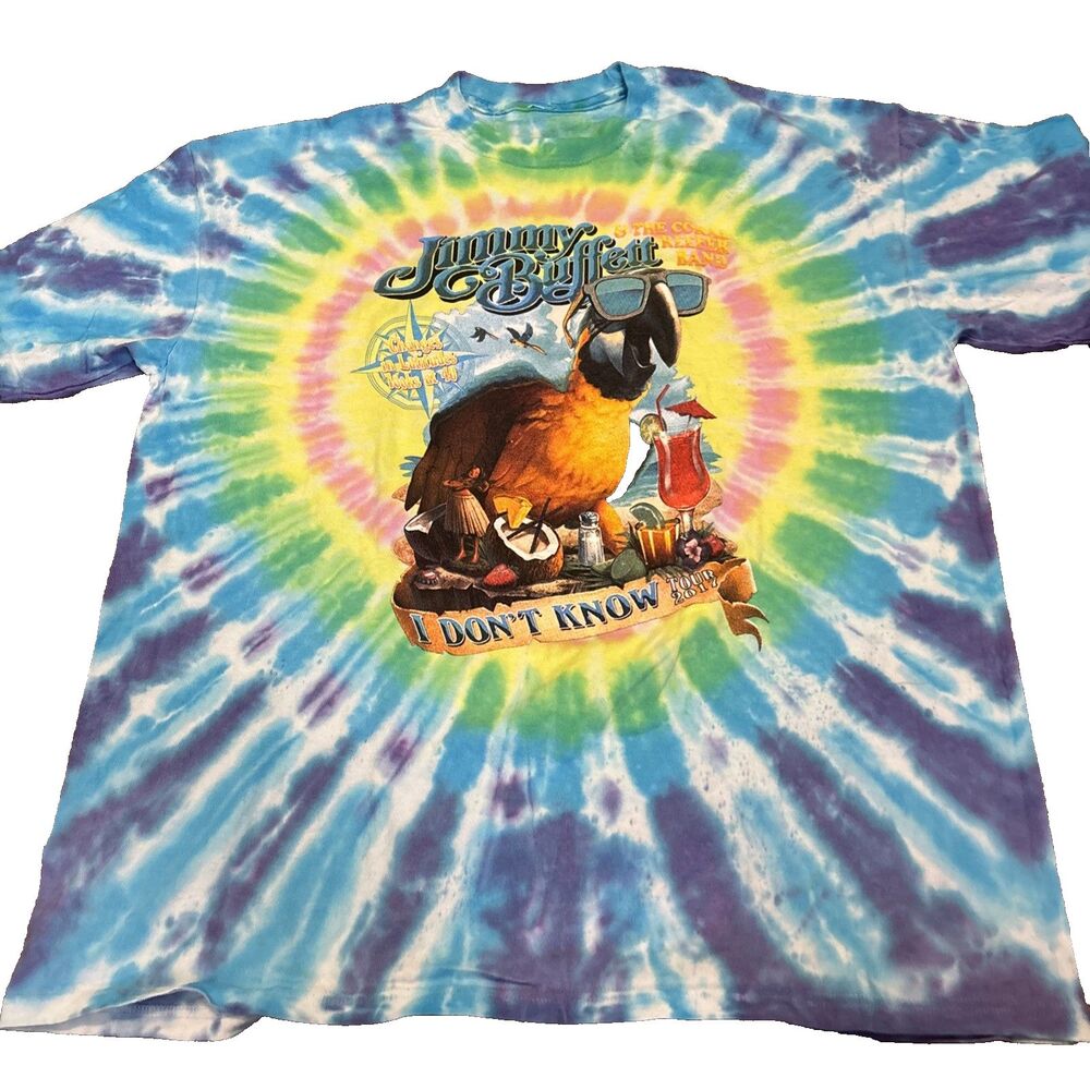 Jimmy Buffett “I Don’t Know Tour" 2017 Green Parrot Head t-shirt Size XL EUC